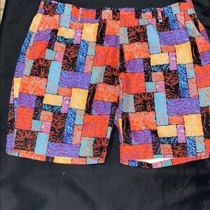 HRESKI MENS SIZE 44 BOLD COLORS  Patchwork FUN Men's Shorts POCKETS  CLEAN EUC
